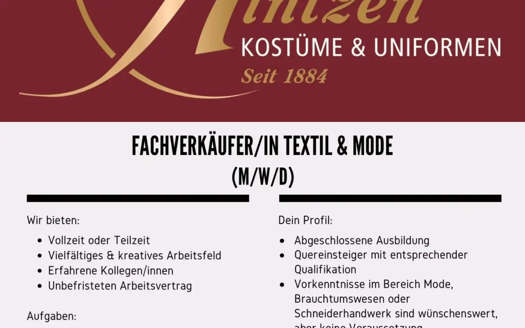 Fachverkäufer/in Textil & Mode (M/W/D)