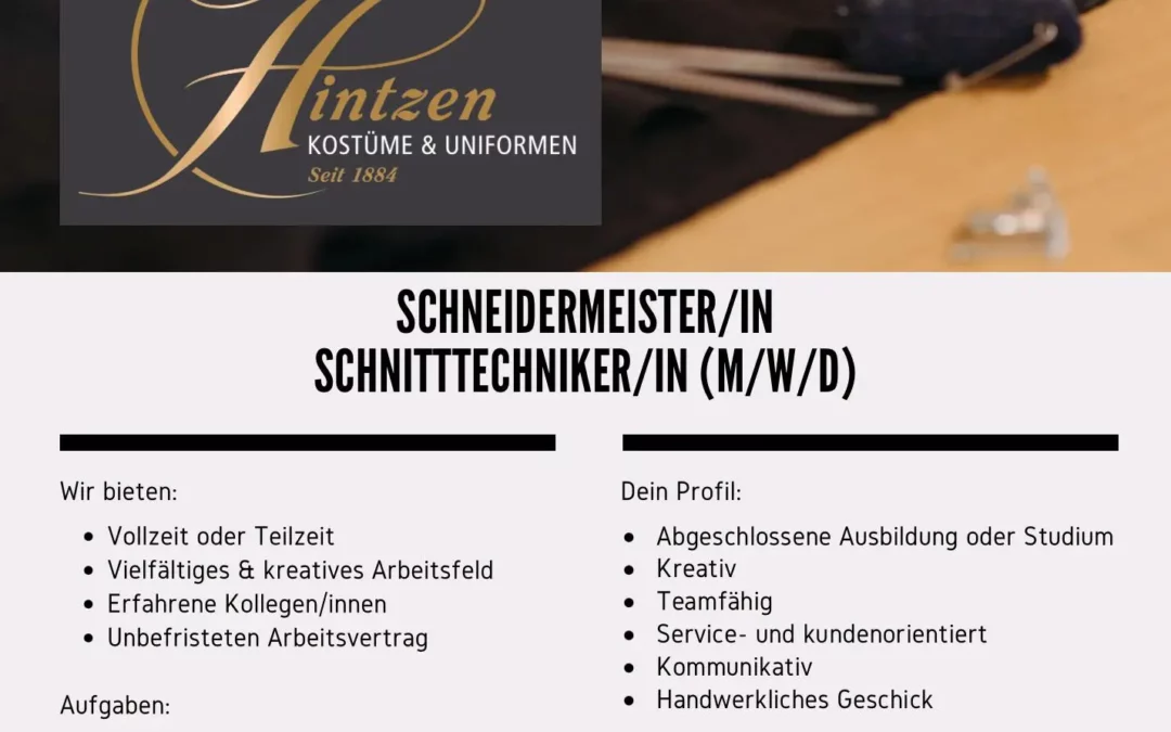 Schneidermeister/in oder Schnitttechniker/in (m/w/d)